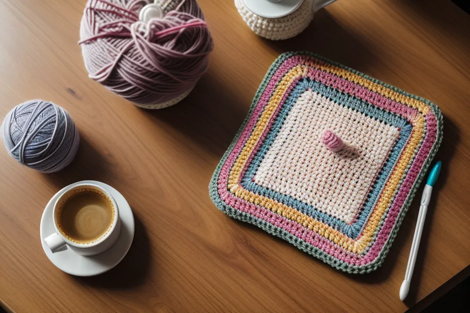 Patrón digital de amigurumi en tablet junto a herramientas de tejido profesionales.