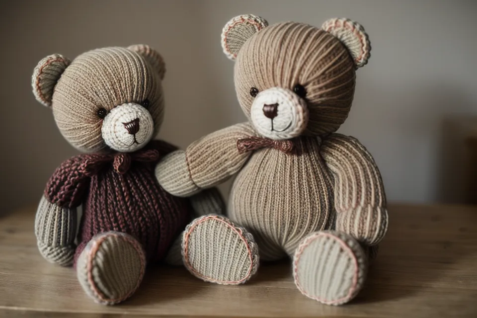 Amigurumi de oso siendo empacado en una caja de cartón corrugado para envío.
