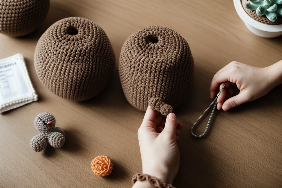 Preparación de pedidos de crochet para envíos o venta en bazares locales.