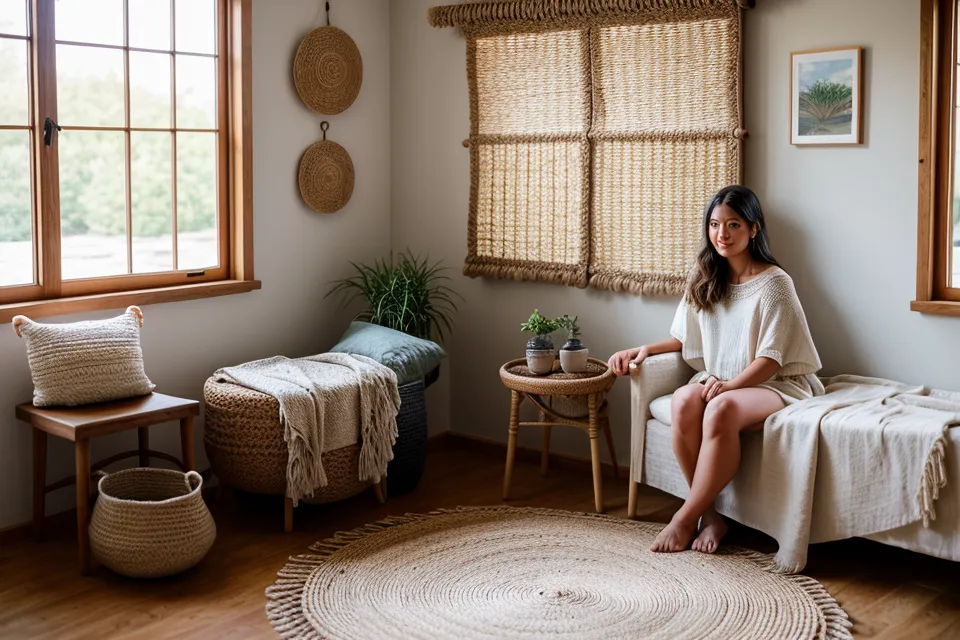 Biombo de macramé terminado, mueble de decoración artesanal listo para vender