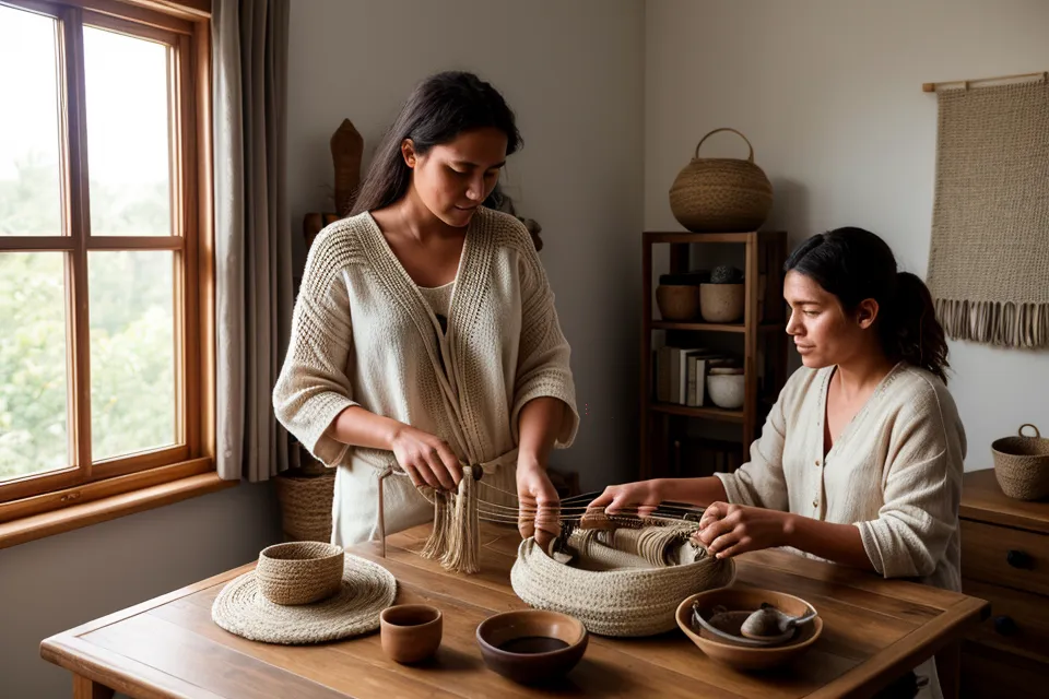 Madejas de algodón de distintos grosores para macramé organizadas junto a la mesa de trabajo