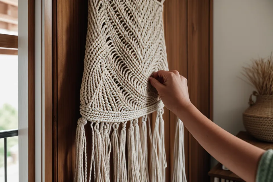 Pedidos de macramé listos para entrega en un emprendimiento artesanal